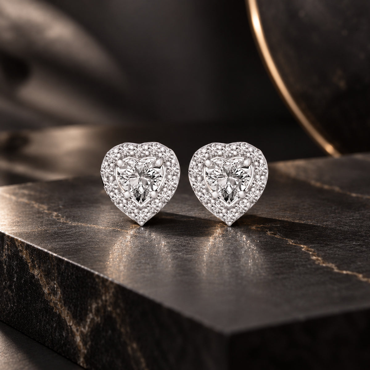 Amora Heart Moissanite Stud Earrings