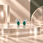 Eshani Duo Green Emerald & Moissanite Stud Earrings