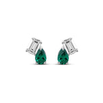 Eshani Duo Green Emerald & Moissanite Stud Earrings