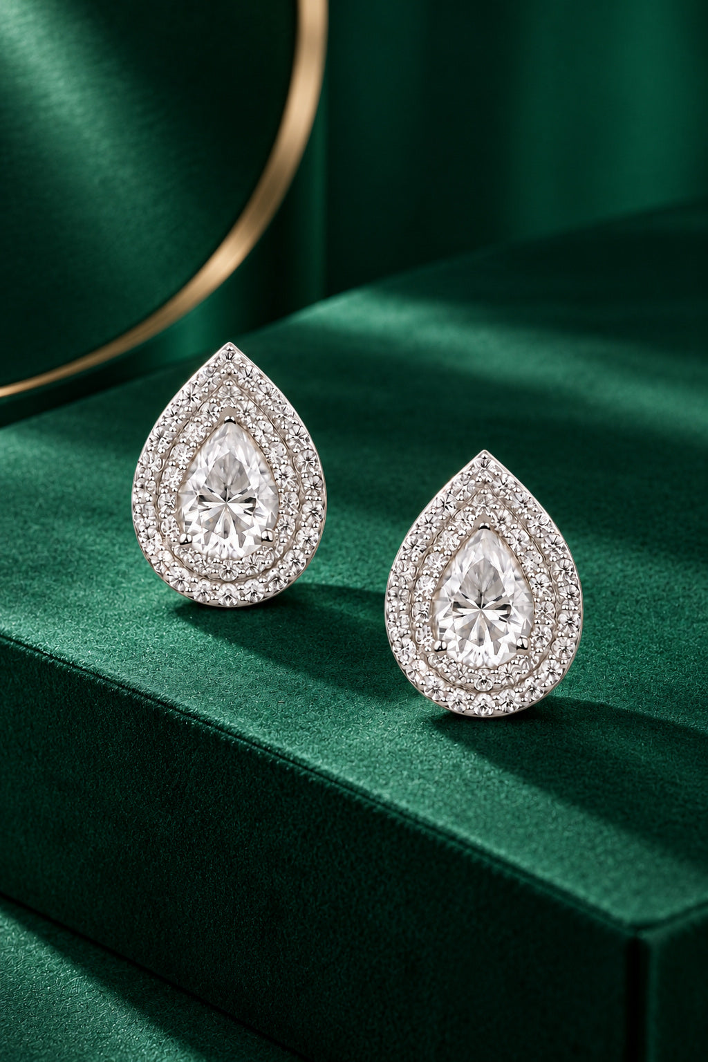 Trillia 3-in-1 Earrings | Ruby, Emerald & Moissanite Silver Drops