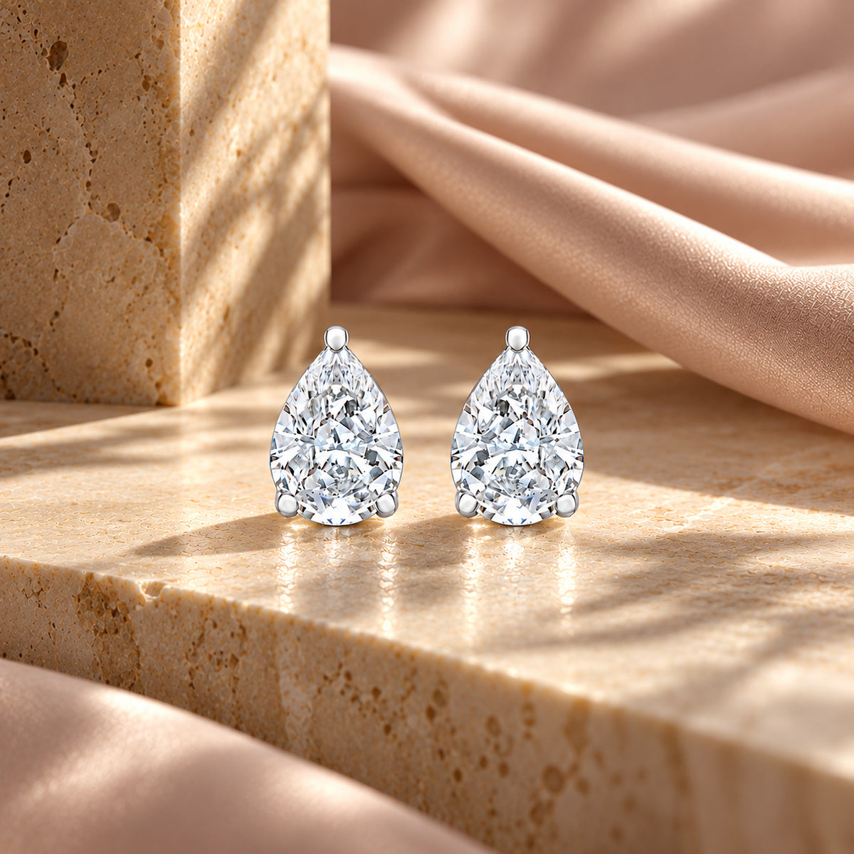 Rina 4.85ct Pear Moissanite Silver Stud Earrings
