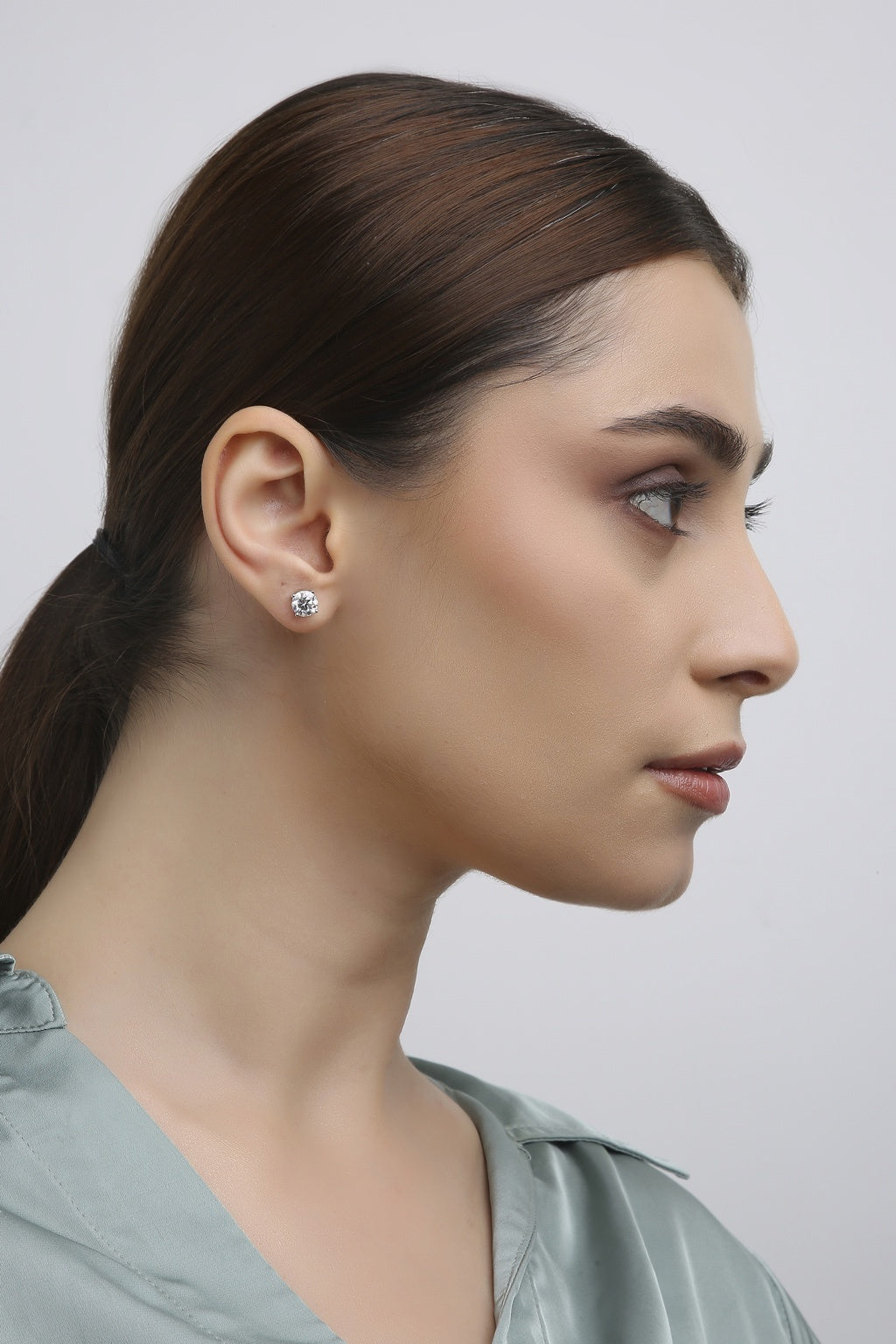 Gia 2.00ct Round Moissanite Silver Stud Earrings