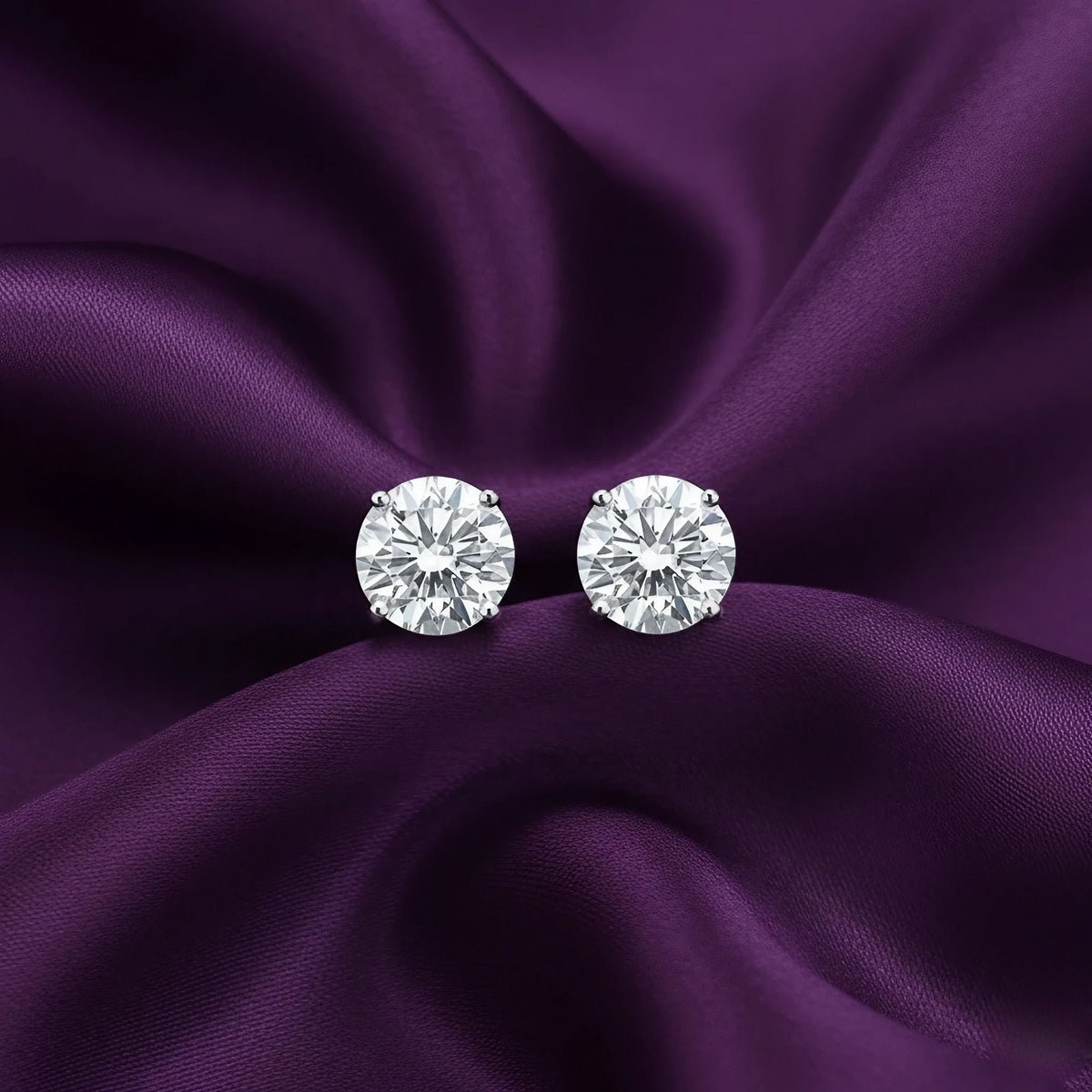 Gia 4.00ct Round Moissanite Silver Stud Earrings