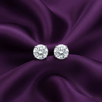 Gia 4.00ct Round Moissanite Silver Stud Earrings
