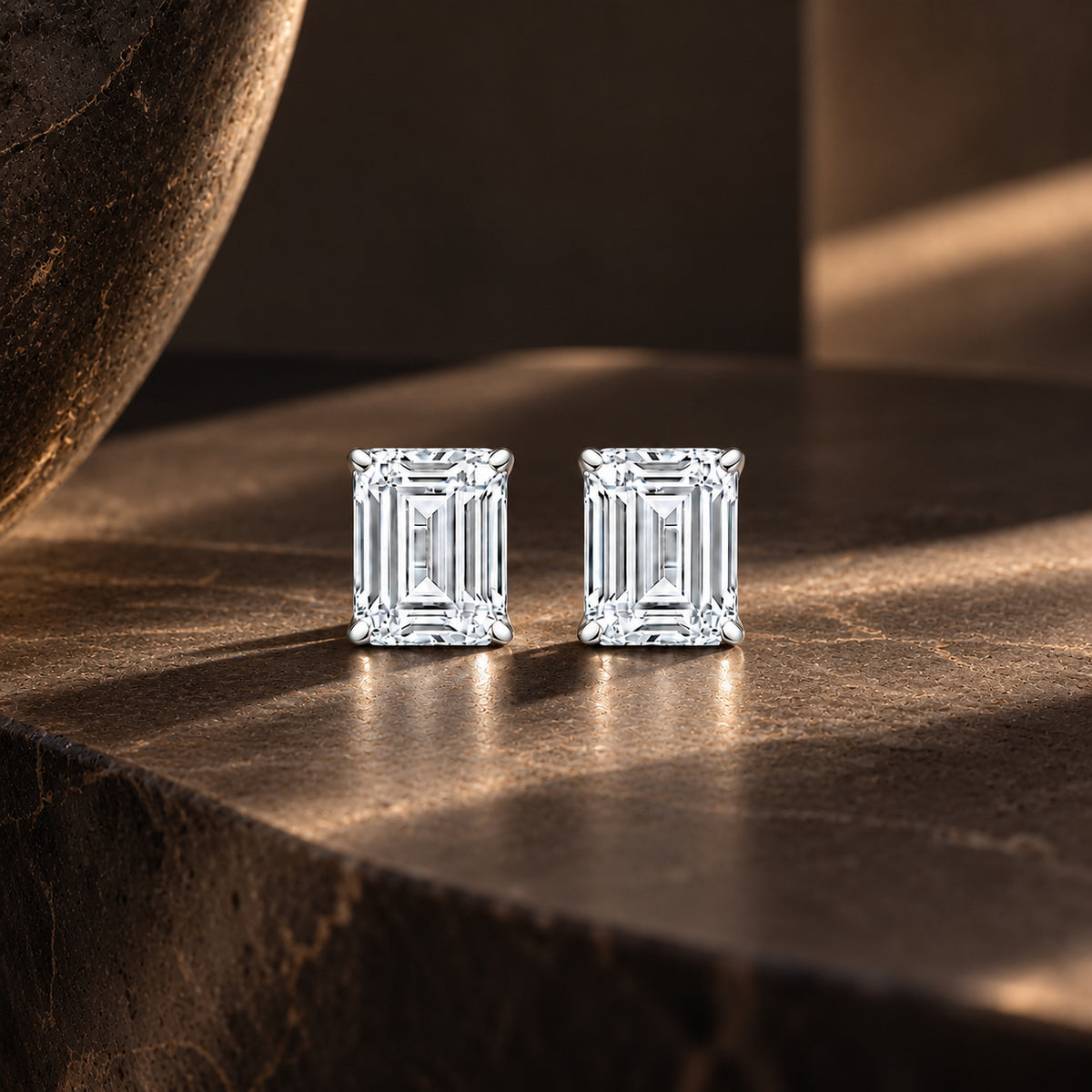 Alina Emerald 2.00 carat Silver Moissanite Stud Earrings