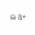 Elena Cushion Halo Moissanite Silver Stud Earrings