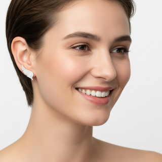 Angel wings Silver Moissanite Earrings