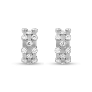 Sutra Line Silver Moissanite Hoop Earrings | Everyday Jewelry – Adila