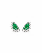 Panna Pankha Earrings: silver-plated fan earrings with American diamond and green stones