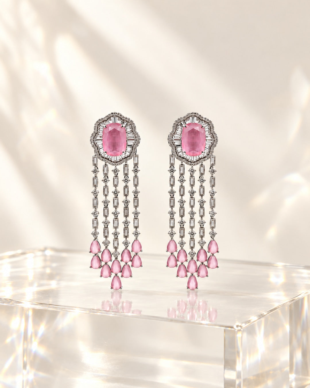 Gulabi Latkan Chandelier Earrings