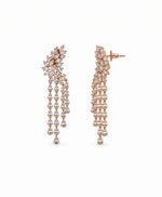 Bahaar Dangle Earrings: gold-plated drop earrings with American diamond teardrop strands