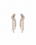 Bahaar Dangle Earrings: gold-plated drop earrings with American diamond teardrop strands