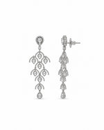 Chandrika Jhoomar Earrings: silver-plated chandelier earrings with American diamond stones
