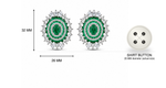 AE791 Kamal Stud Earrings - measurements 32mm x 26mm with shirt button for scale