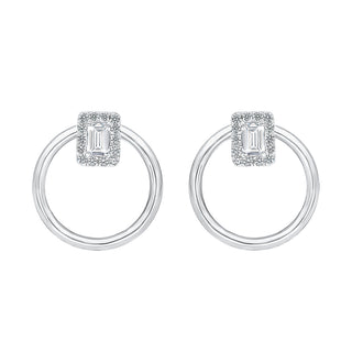 Eclipse Emrald Studs with Moissanite Stone in Sterling Silver - Earrings