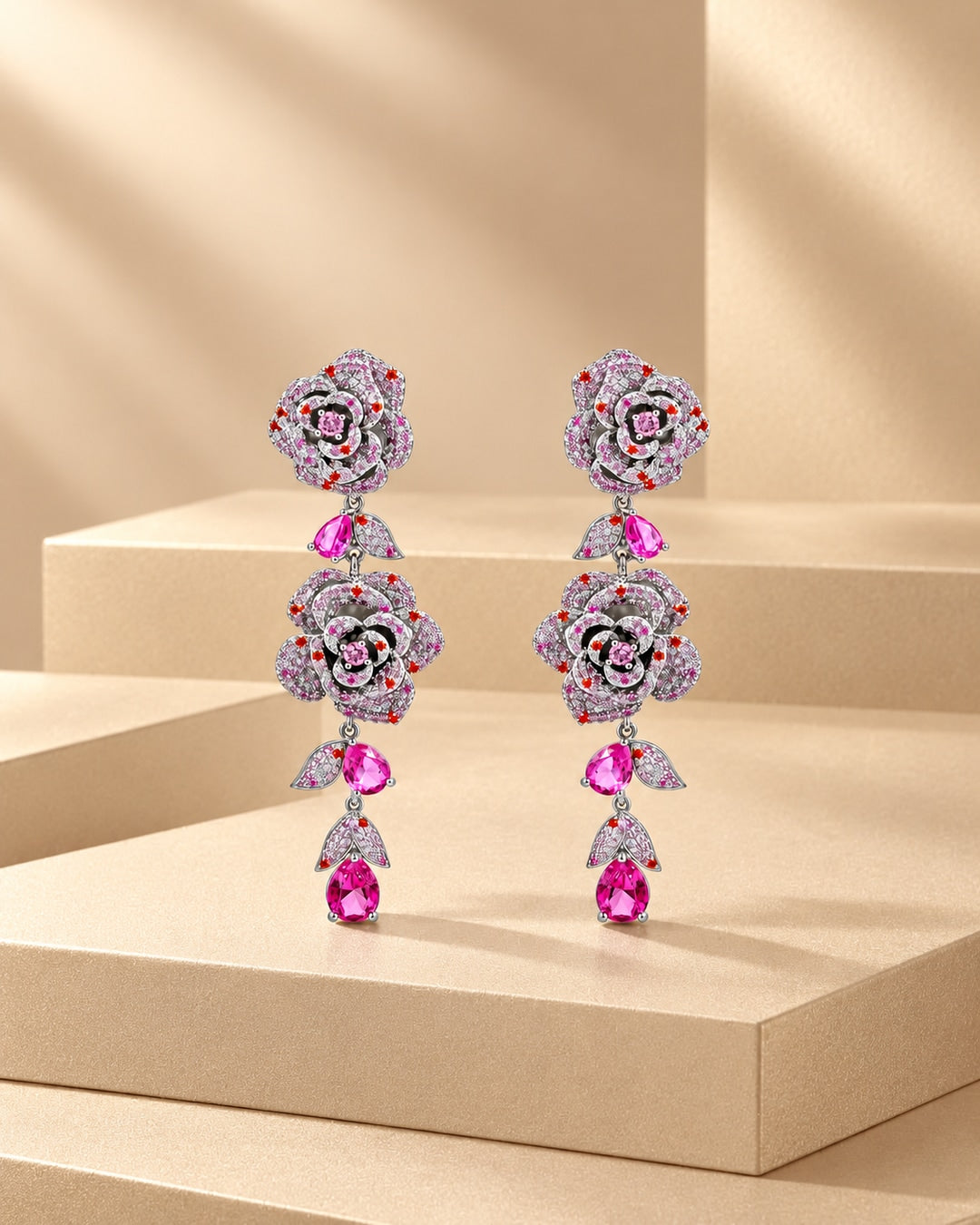 Gulab Red Cascade Earrings