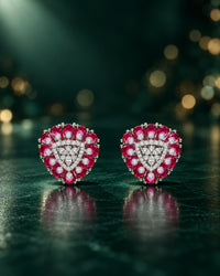 Camille Ruby Halo Earrings