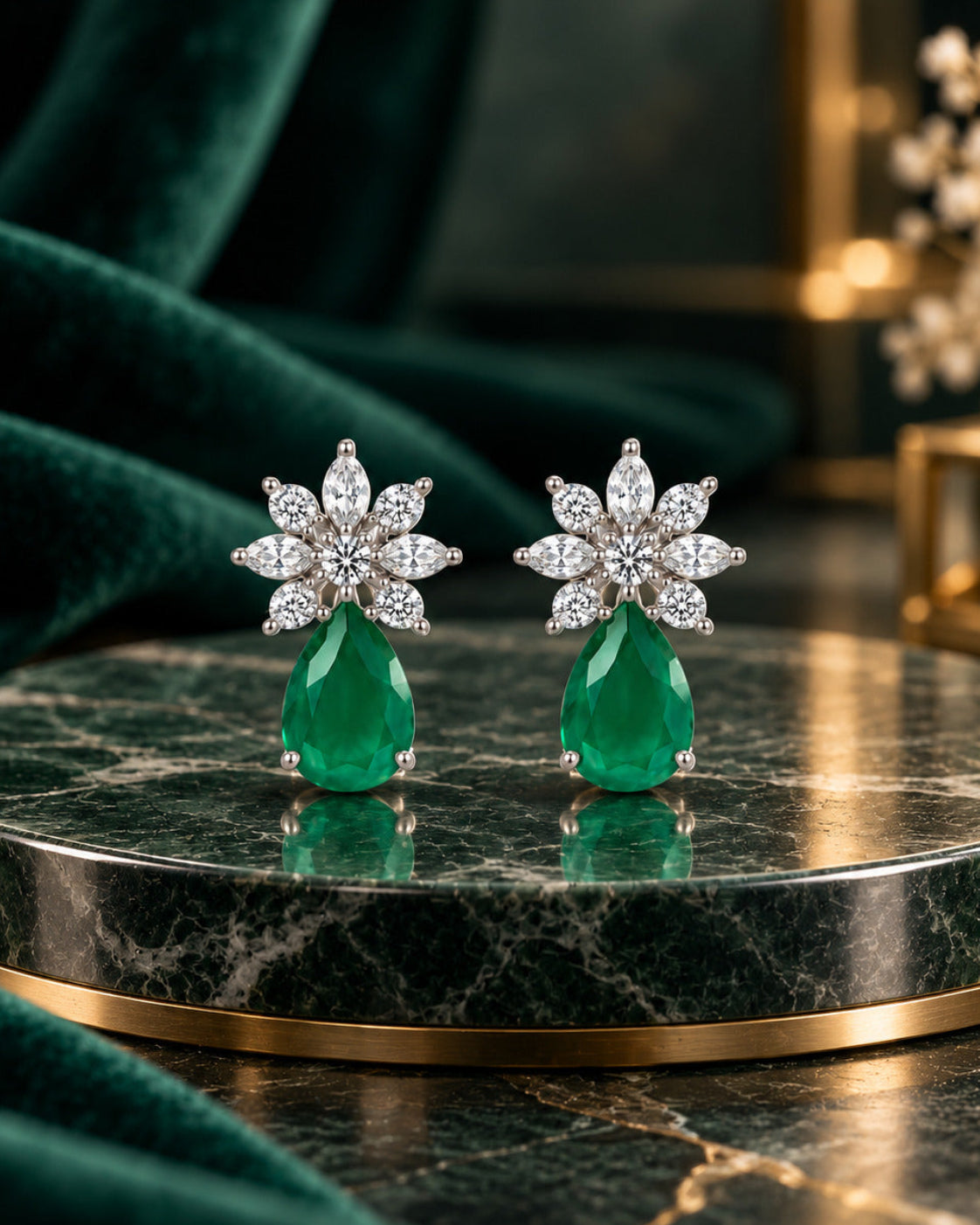 Zumra Green Drop Earrings