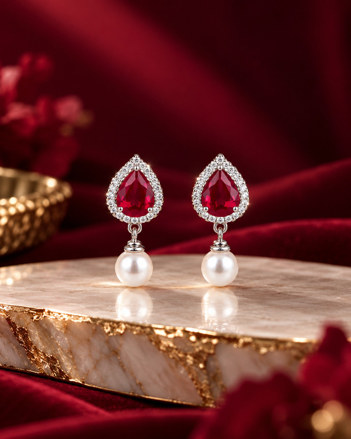 Zerina Red Drop Earrings
