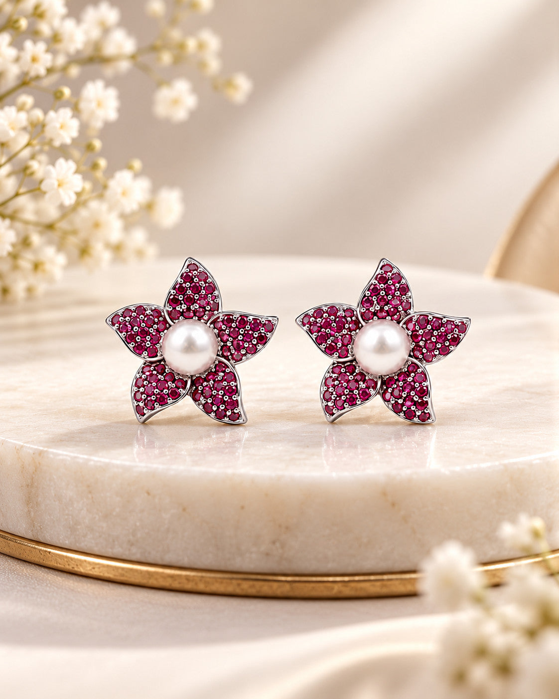 Veyara Red Flower Earrings