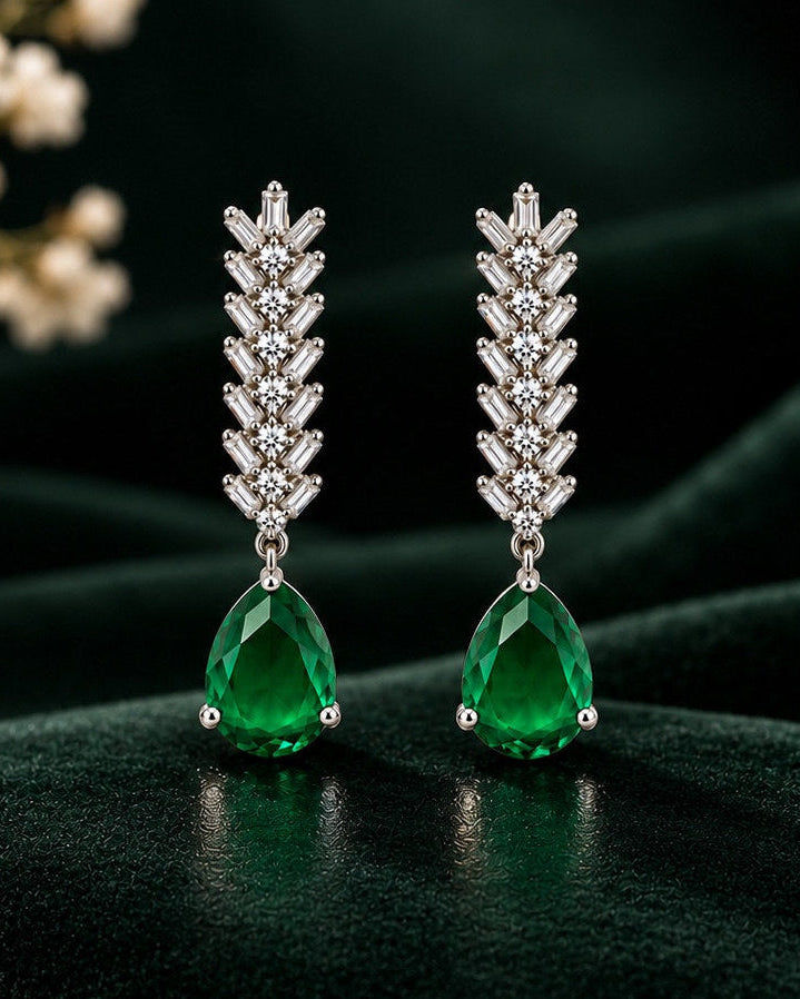 Elan Chevron Green Drop Earrings