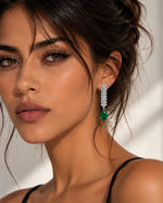Elan Chevron Green Drop Earrings