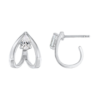 Pear Shaped Daily Wear with Pear Cut Moissanite Stone Earrings in Sterling Silver - Adila