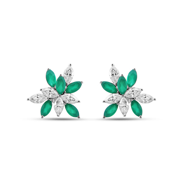 Emerald Pop Flower Moissanite Earrings