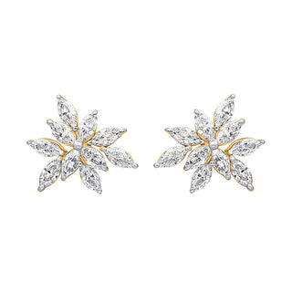 Flower Style Marquise Shape Moissanite Stone Earrings in Sterling Silver - Adila