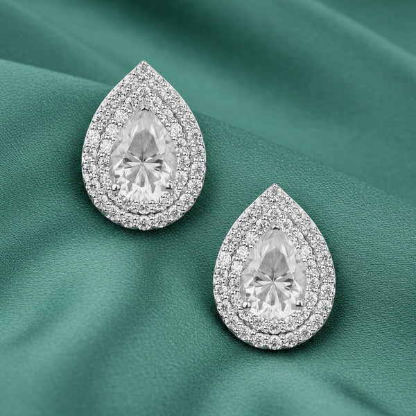 Trillia 3-in-1 Earrings | Ruby, Emerald & Moissanite Silver Drops