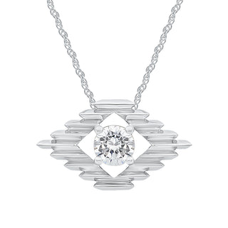 Ikat Evil Eye Shape Moissanite Pendant With Chain in 925 Sterling Silver - Necklace