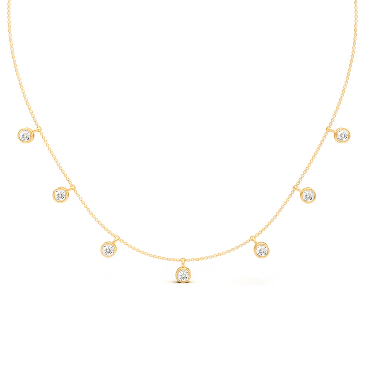 Siona Station Necklace - 7-stone moissanite necklace in 925 Sterling Silver, gold and silver finish