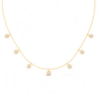 Siona Station Necklace - 7-stone moissanite necklace in 925 Sterling Silver, gold and silver finish