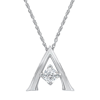 Alpahbet A Moissanite Necklace in 925 Sterling Silver - Adila