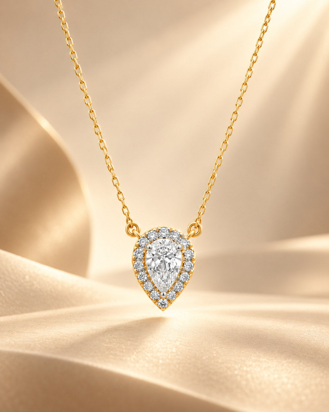 Arya Pear Halo Moissanite Necklace