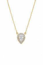 Arya Pear Halo Moissanite Necklace