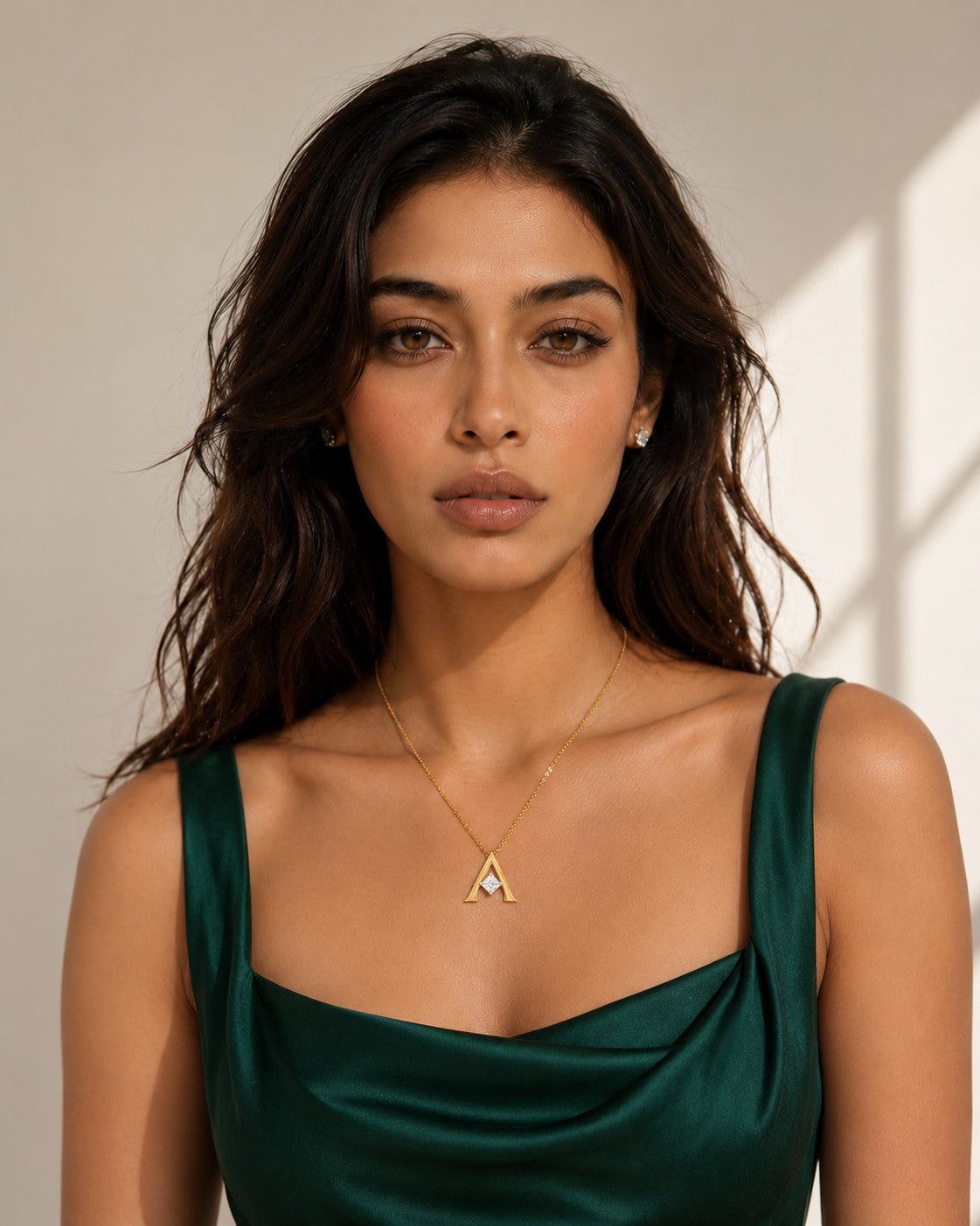 Anya Initial 'A' Moissanite Necklace