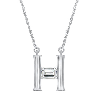 Alpahbet H Moissanite Necklace in 925 Sterling Silver - Adila