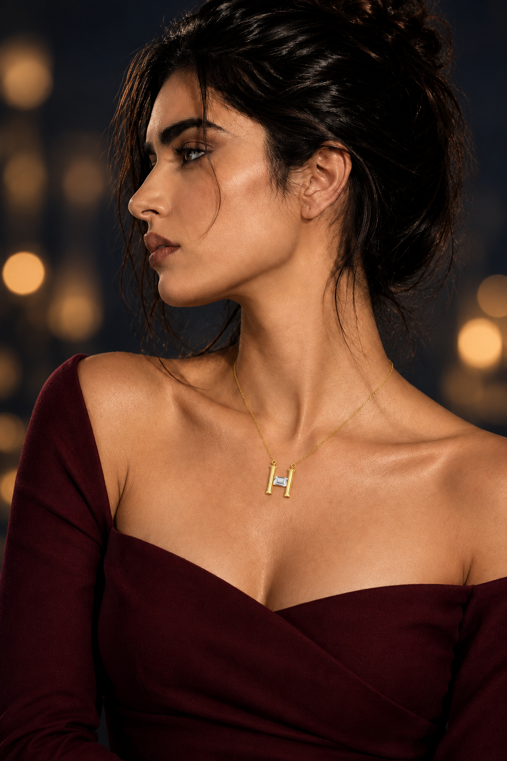 Hailey Initial 'H' Moissanite Necklace