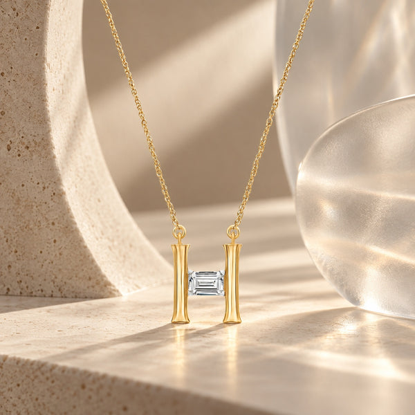 Hailey Initial 'H' Moissanite Necklace