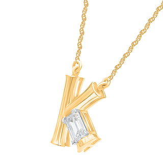 Alpahbet K Moissanite Necklace in 925 Sterling Silver - Adila