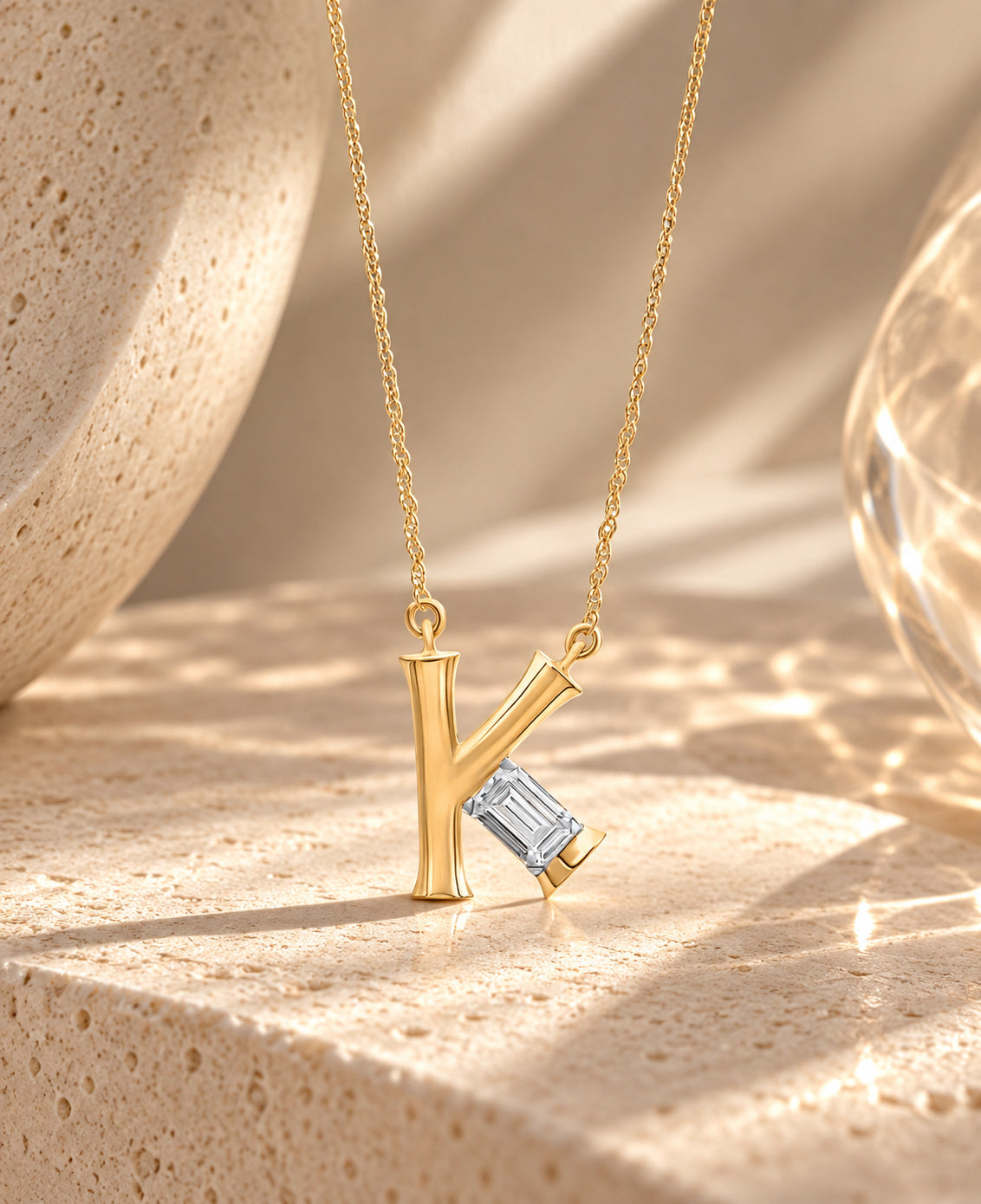 Kaira Initial 'K' Moissanite Necklace