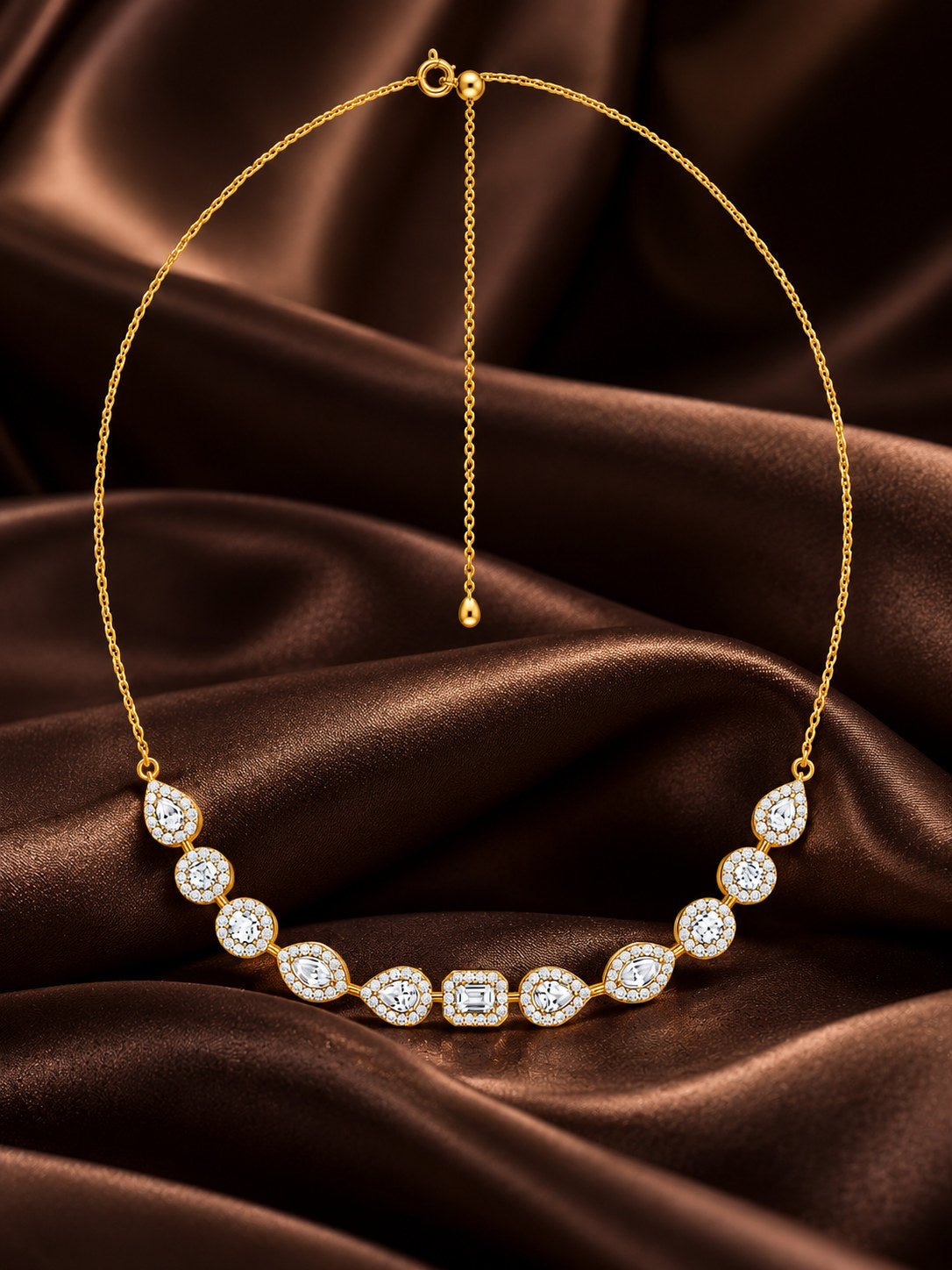 Stellar Glow Multi-Shaped Halo Choker Moissanite Necklace