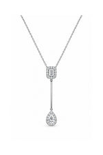 Aarohi Emerald & Pear Moissanite Lariat Necklace