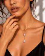 Aarohi Emerald & Pear Moissanite Lariat Necklace