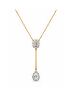 Aarohi Emerald & Pear Moissanite Lariat Necklace