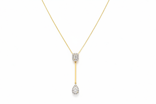 Aarohi Emerald & Pear Moissanite Lariat Necklace