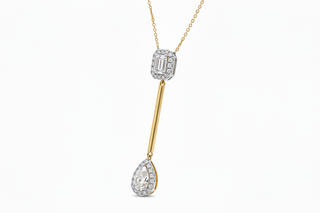 Aarohi Emerald & Pear Moissanite Lariat Necklace