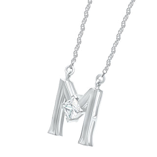 Alpahbet M Moissanite Necklace in 925 Sterling Silver - Adila