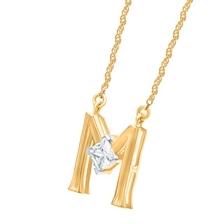 Alpahbet M Moissanite Necklace in 925 Sterling Silver - Adila